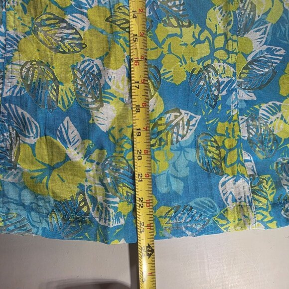 Ruby Rd. Favorites Womens Tropical Print Button-Up shirt blouse Sz 14 Blue Green - Picture 8 of 8